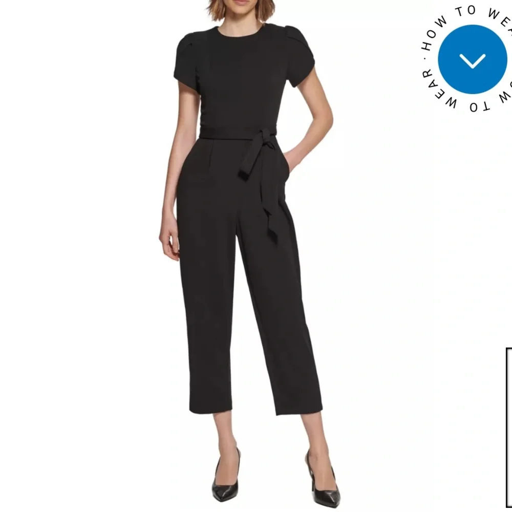 Calvin Klein Dark Green Women's Short Sleeve Jumpsuit - Picture 6 of 6